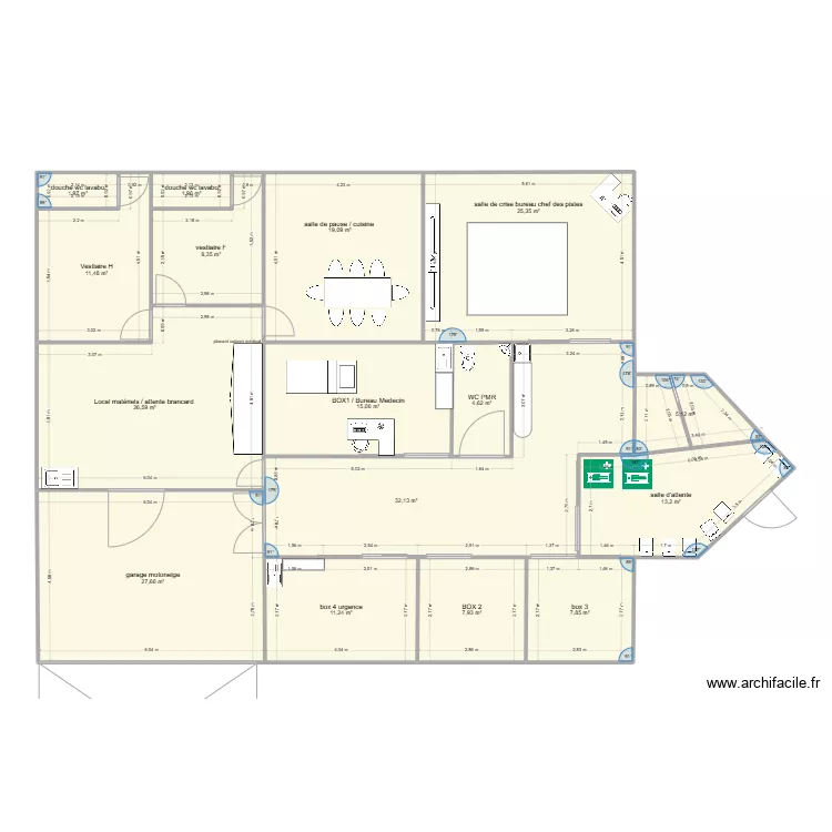 poste de secours. Plan de 