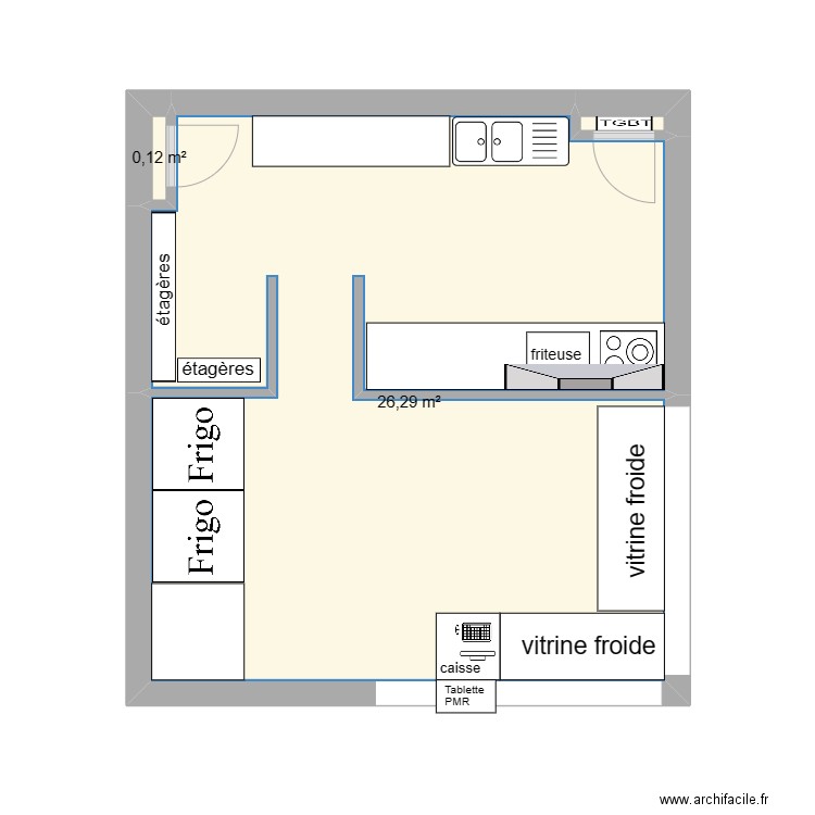 sushi halle plan aménagement. Plan de 3 pièces et 27 m2