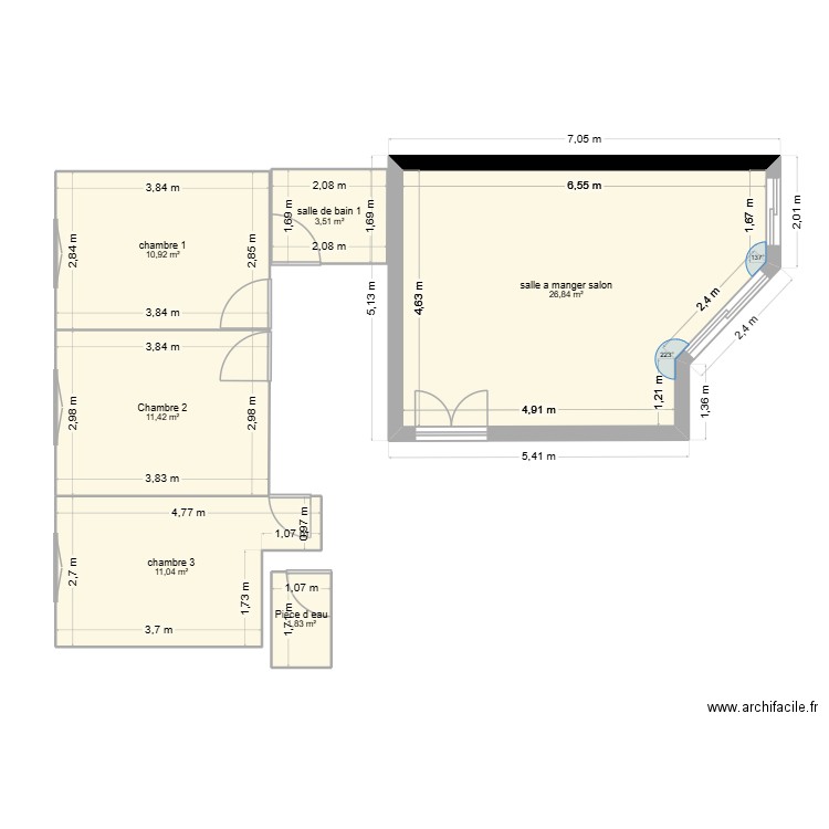 plan appartement avon. Plan de 6 pièces et 66 m2
