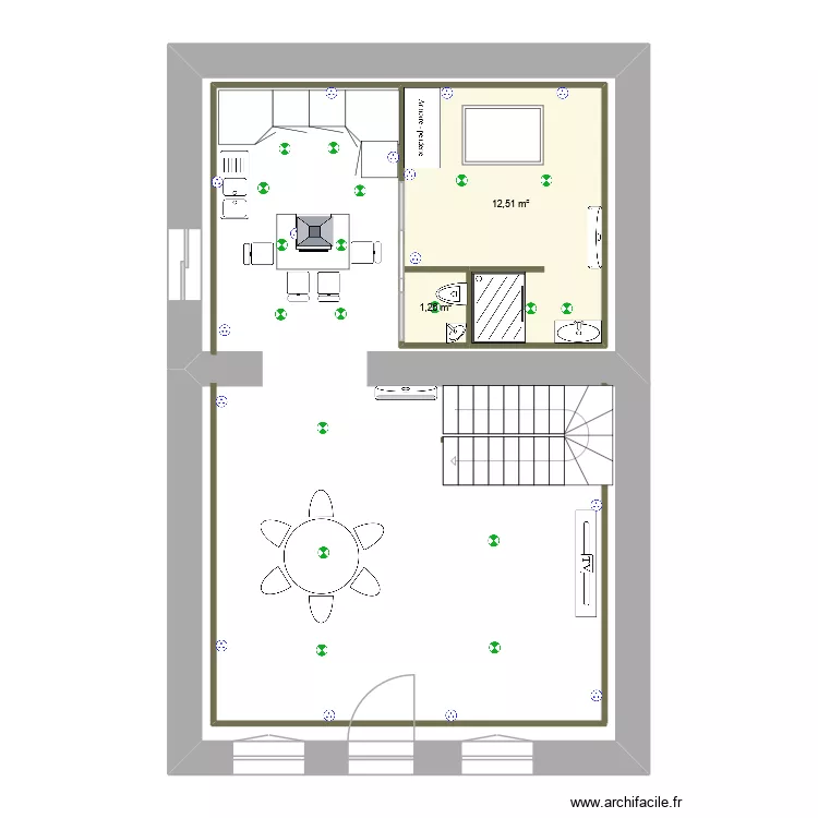 RENO RDC. Plan de 2  et 14 m²