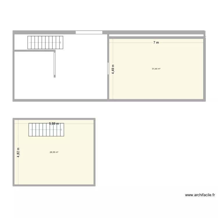 Bureau prod. Plan de 2  et 60 m²