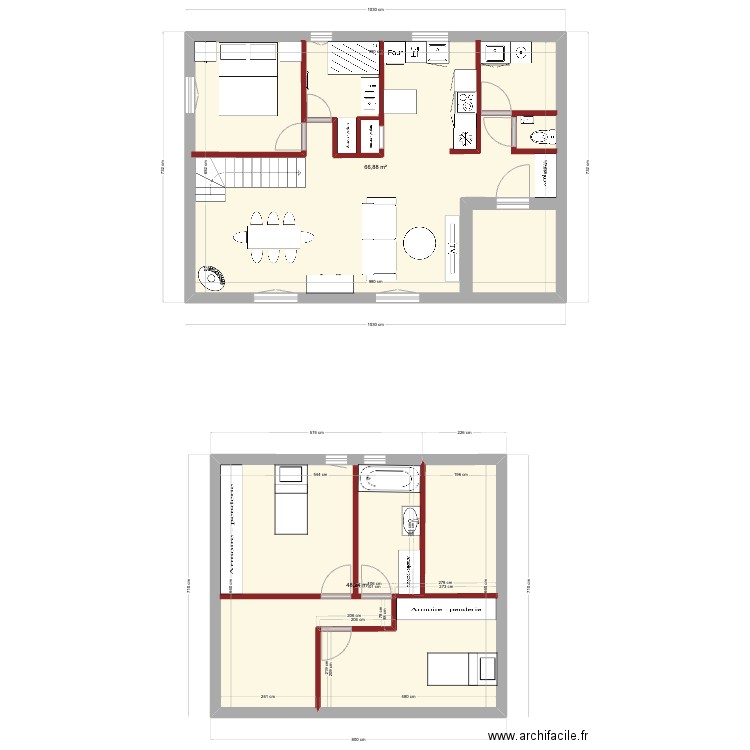 petite maison v1. Plan de 2 pièces et 115 m2