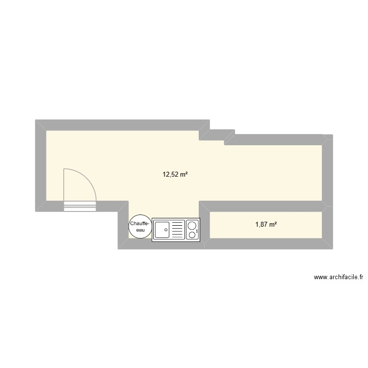 bonnetieres 4 eme etage. Plan de 2 pièces et 14 m2