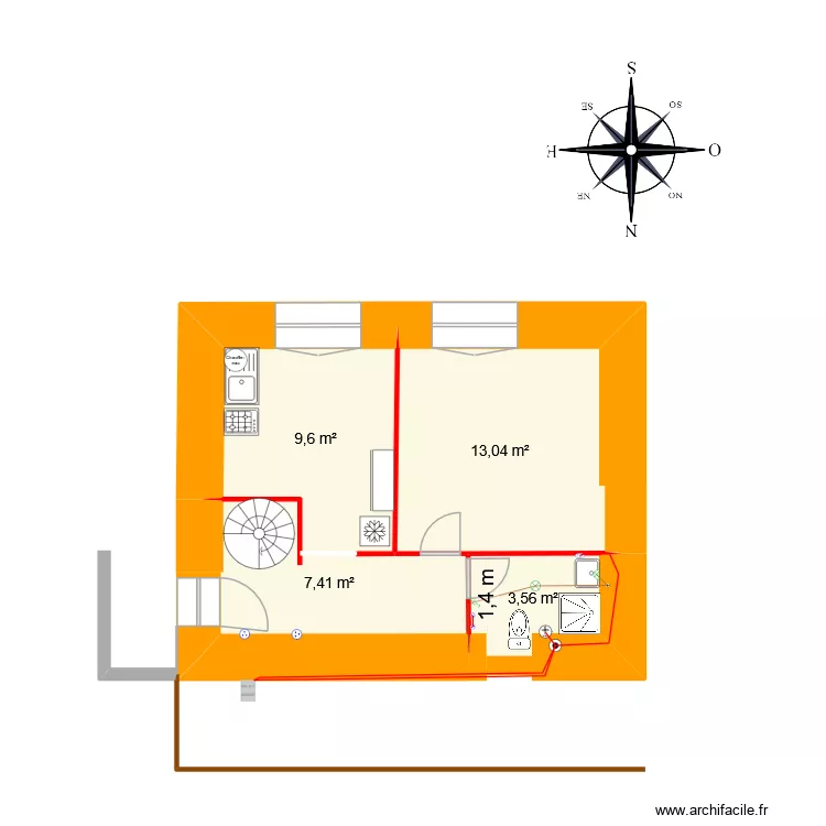 Appartement. Plan de 6 Pièces et 55 m² Appartement. Plan de 6 Pièces et 55 m²