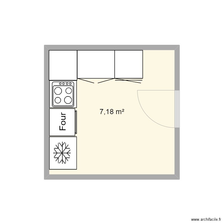 Arrière cuisine aménagée. Plan de 1 pièce et 7 m2