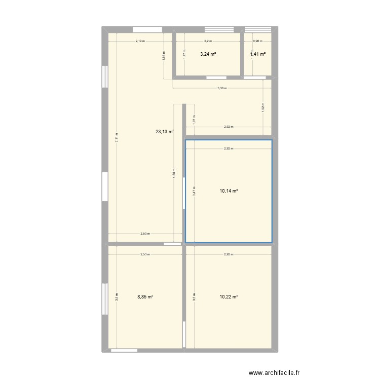 Maison - Gautonne - RDC. Plan de 6 pièces et 57 m2