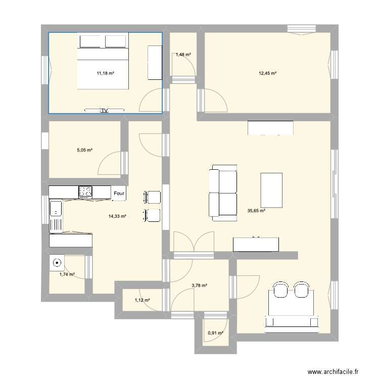 Appartement. Plan de 10 pièces et 88 m2