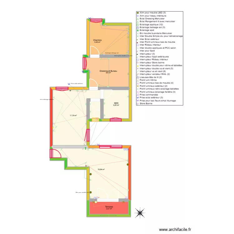 Marange Electricite Eclairage. Plan de 6  et 66 m²
