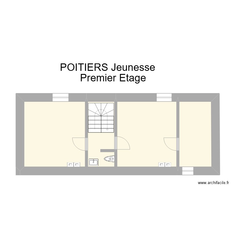 Poitiers Jeunesse 1er étage. Plan de 2 pièces et 45 m2