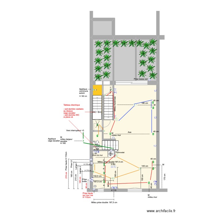 Banning 83 2e étage Electricité. Plan de 7 pièces et 74 m2