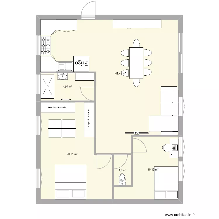 Fontenay tresigny. Plan de 5  et 81 m²