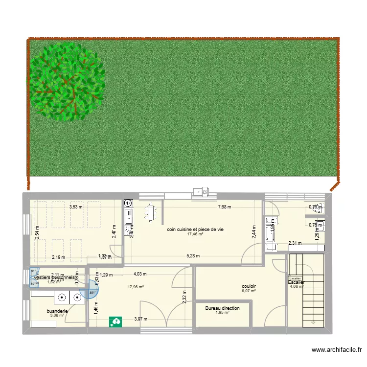 plan creche. Plan de 7  et 52 m²
