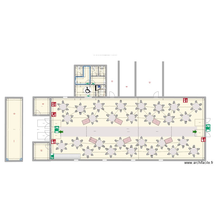 SALLE ST MAURICE VI AVEC TABLES. Plan de 11 pièces et 370 m2
