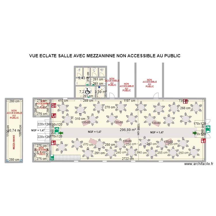 SALLE ST MAURICE VI AVEC TABLES. Plan de 11 pièces et 370 m2