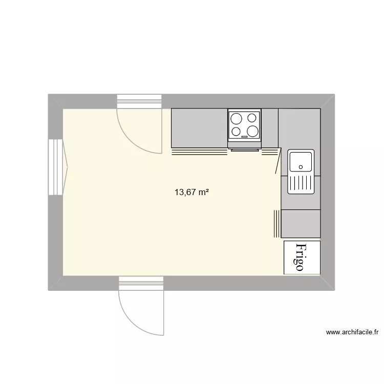 Cuisine 3. Plan de 1 pièce et 14 m²