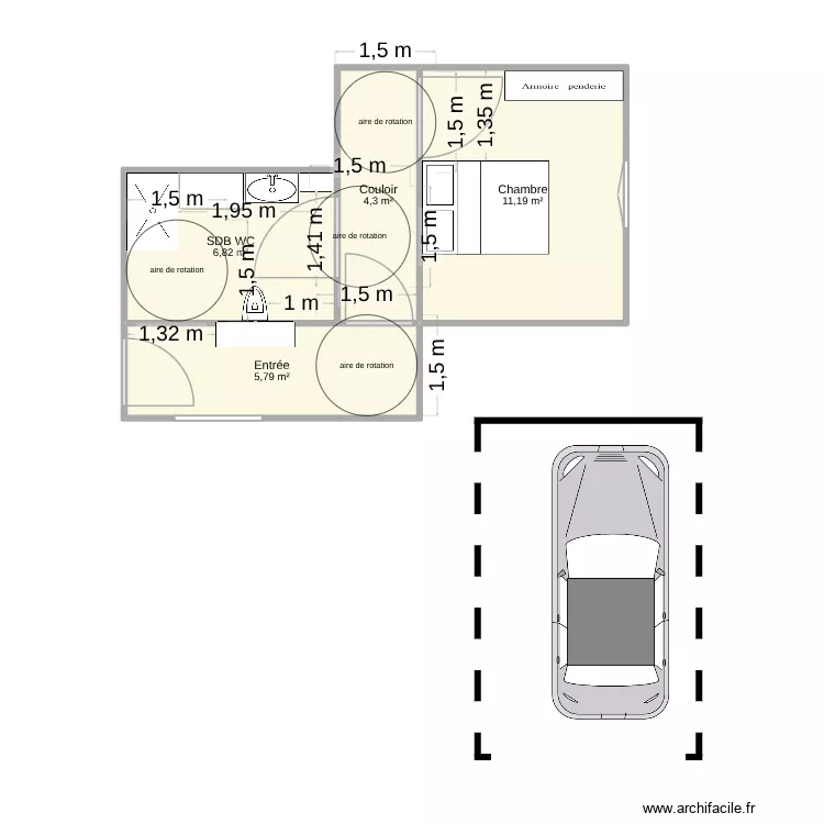 Plan avc aménagement. Plan de 4 et 28 m² Plan avc aménagement. Plan de 4 et 28 m²
