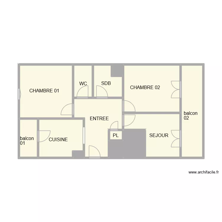 NIMES ODILE 2 EME. Plan de 14  et 44 m²