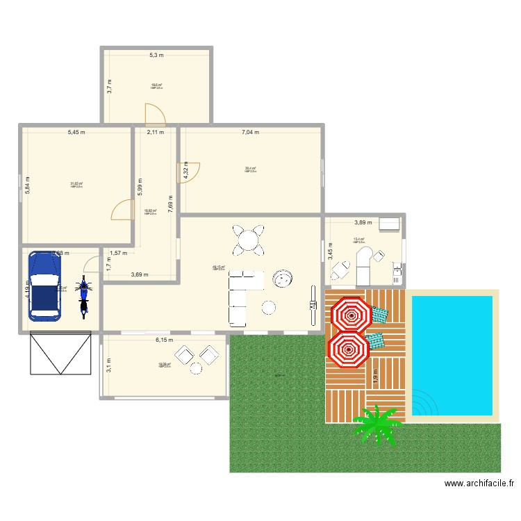 MA MAISON. Plan de 8 pièces et 199 m2