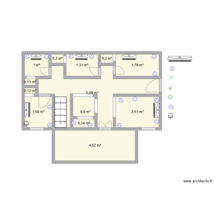 plant tony. Plan de 13 pièces et 21 m2