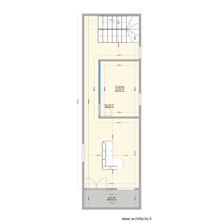 E55. Plan de 3 pièces et 48 m2