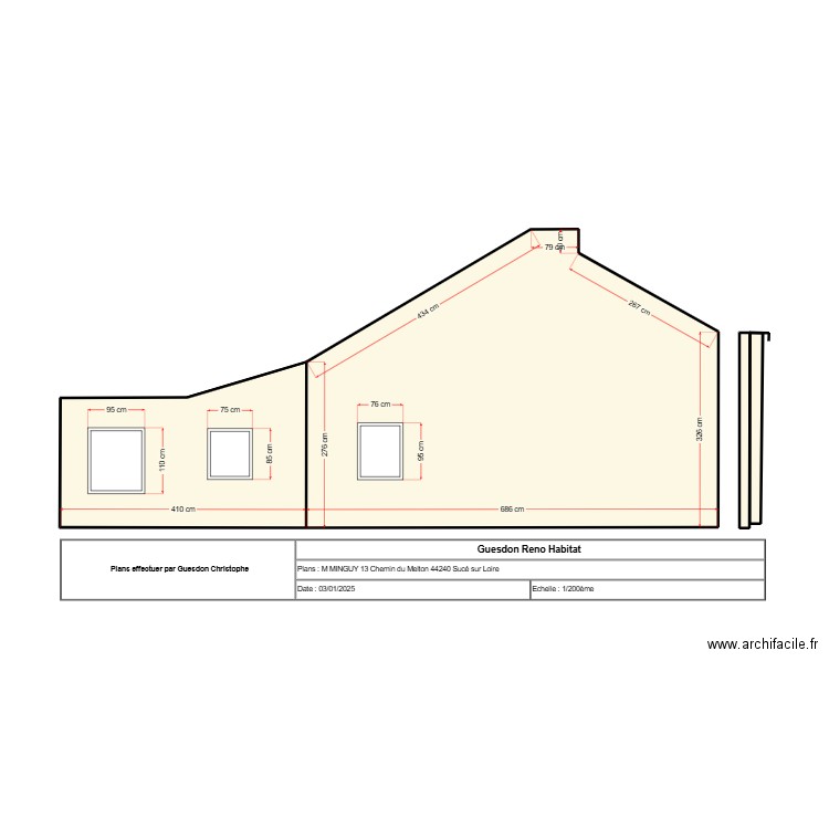 F4 ITE. Plan de 4 pièces et 38 m2