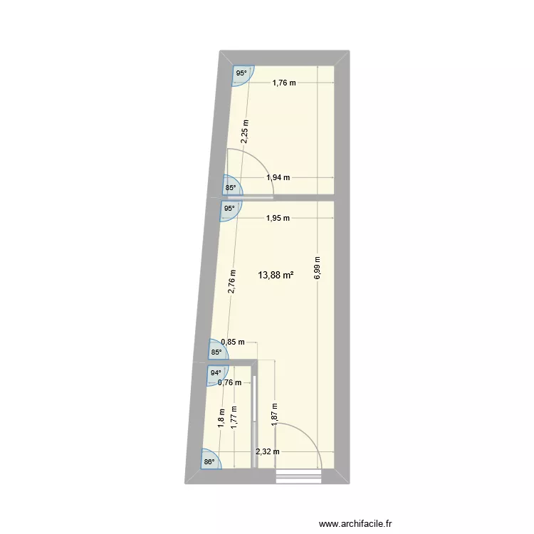 extension marion. Plan de 1  et 14 m²