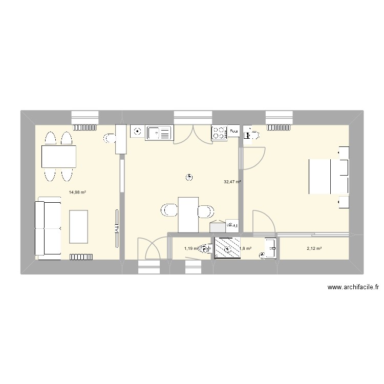 2TNE2 louvrie nathael. Plan de 5 pièces et 53 m2