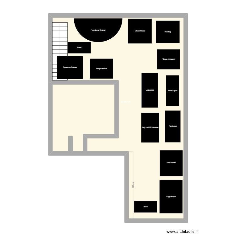 Test salle. Plan de 1 pièce et 88 m2