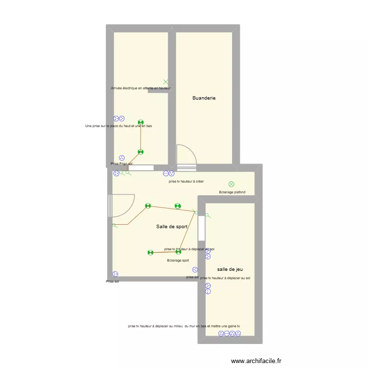 Sous sol. Plan de 4 Pièces et 40 m² Sous sol. Plan de 4 Pièces et 40 m²