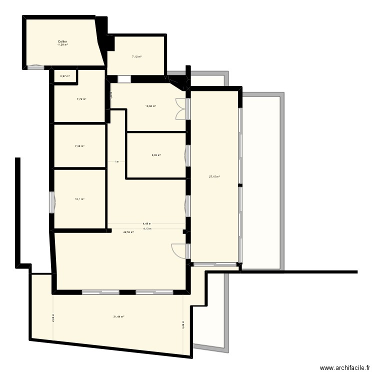 durand tlili. Plan de 14 pièces et 341 m2
