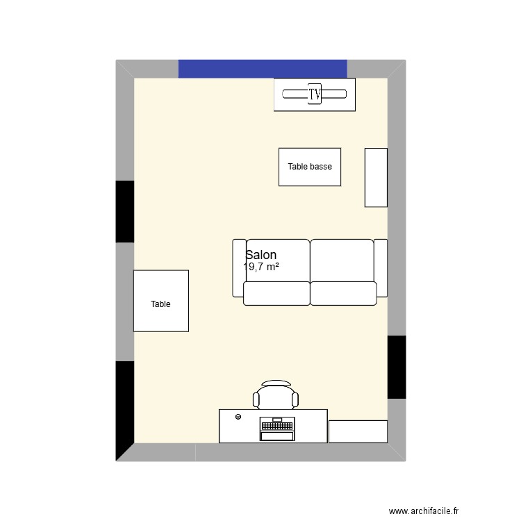 Salon Lyon. Plan de 1 pièce et 20 m2