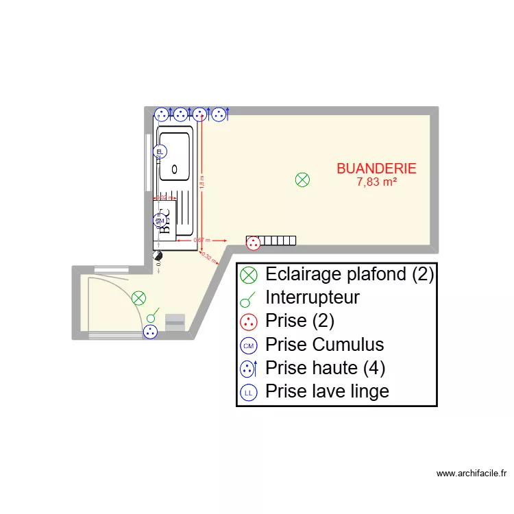 ESPY / BARRE R+6. Plan de 1 pièce et 8 m²