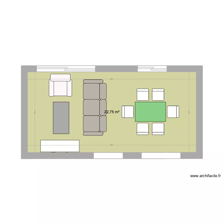 Salle Salon. Plan de 1 Pièce et 23 m² Salle Salon. Plan de 1 Pièce et 23 m²