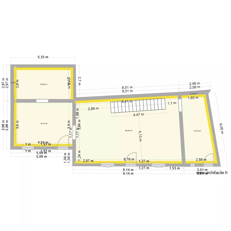 La Terraudi&egrave;re RDC. Plan de 6  et 86 m²