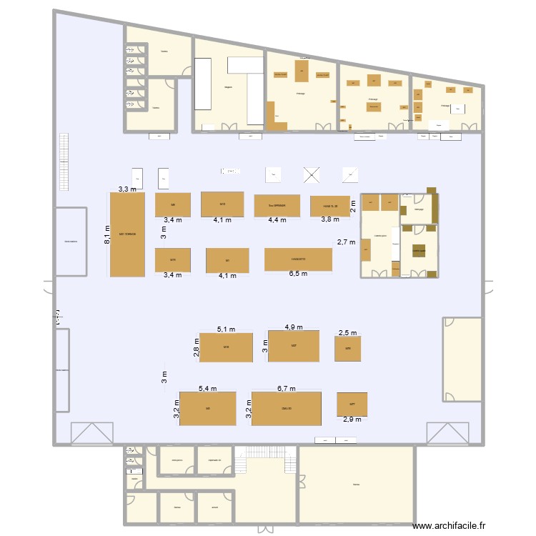 Plan C2T MODIF BB. Plan de 49 pièces et 3484 m2