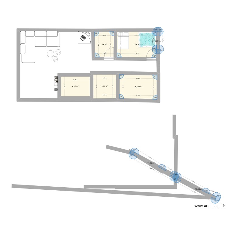 plan esthetique dounia. Plan de 8 pièces et 26 m2