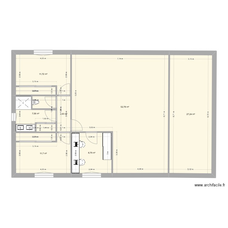 projet1. Plan de 7 pièces et 122 m2
