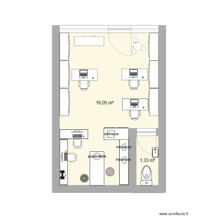 optique des 3 gares. Plan de 2 pièces et 17 m2