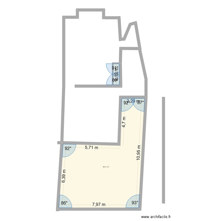 ESPI2. Plan de 2 pièces et 62 m2
