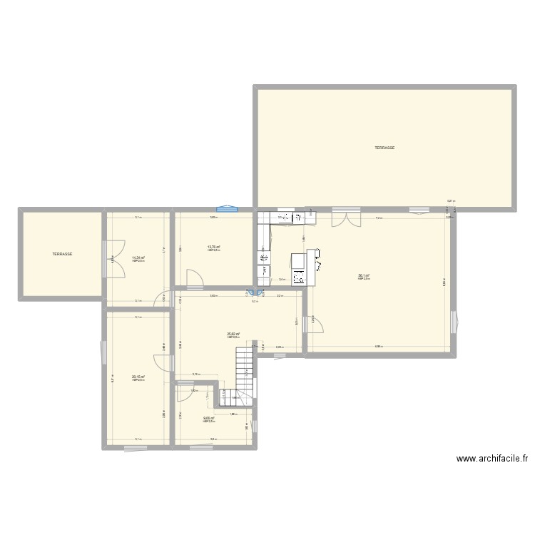 cuisine. Plan de 8 pièces et 226 m2