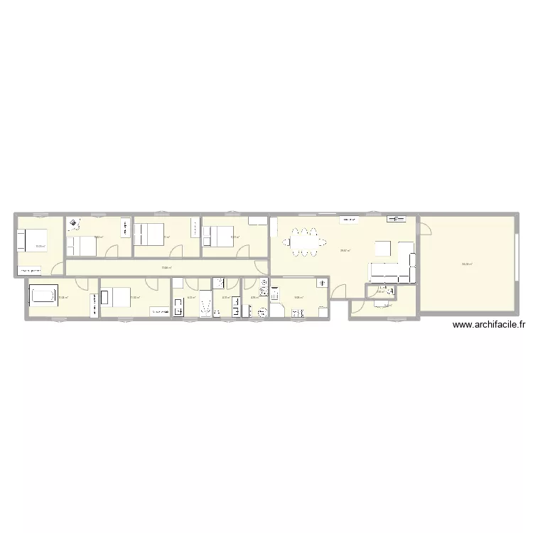 Plan maison lin&eacute;aire . Plan de 