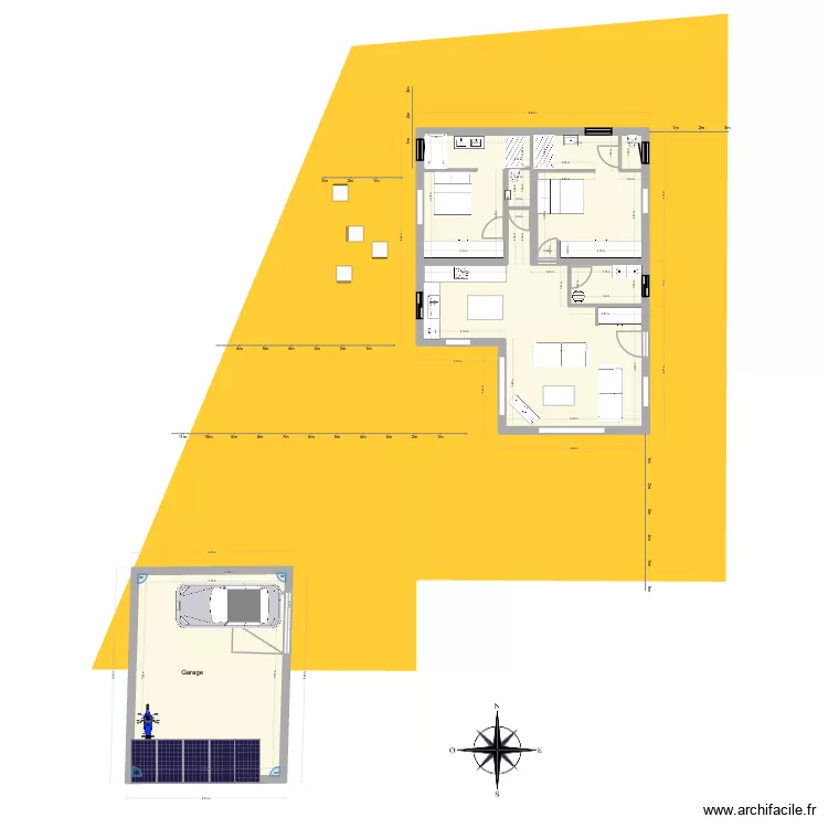 11 -Plan P&M avec garage s&eacute;par&eacute;. Plan de 6  et 107 m²