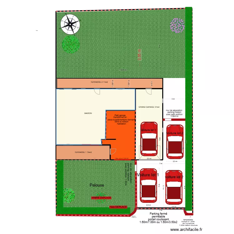 solution parking avec portail. Plan de 