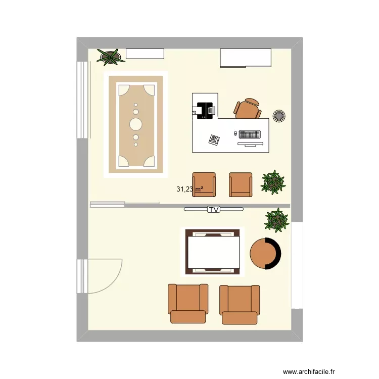 bureau technicienne de bureau et salle d attente. Plan de 1 Pièce et 31 m²