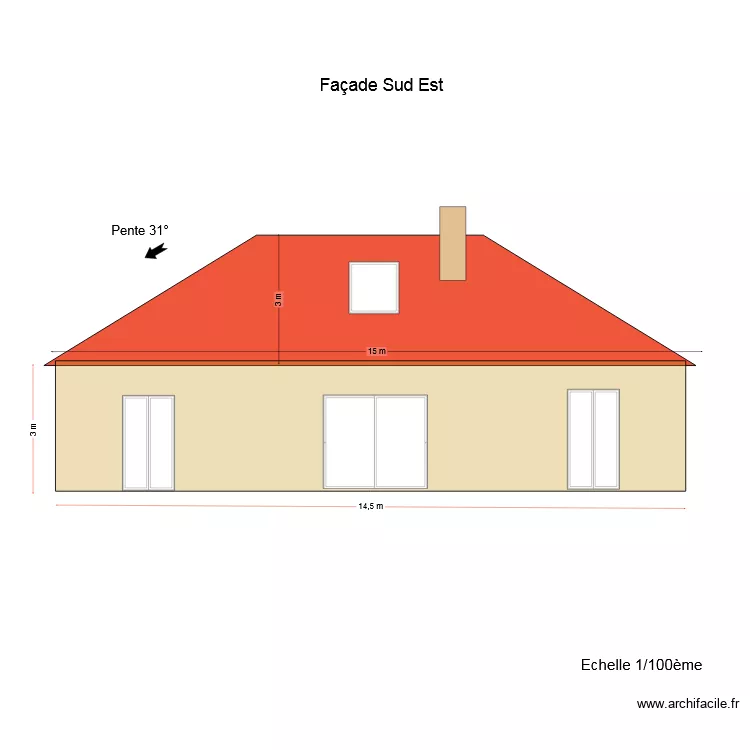 fa&ccedil;ade Sud 2. Plan de 