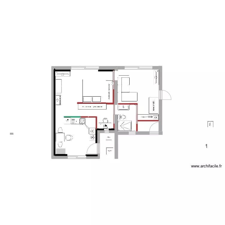 Chambre 7 - Chambre 6 - V9 (plus grande). Plan de 