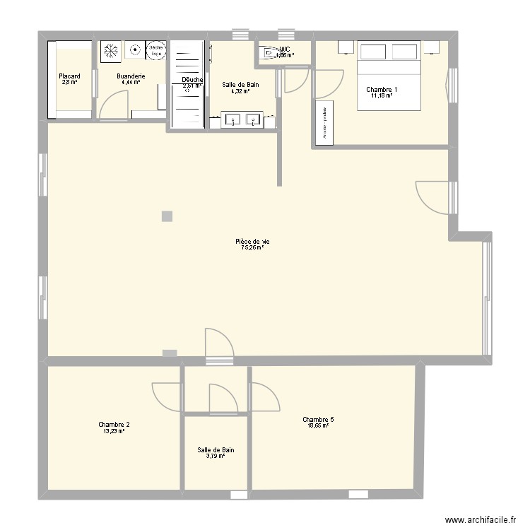 GITE. Plan de 10 pièces et 137 m2