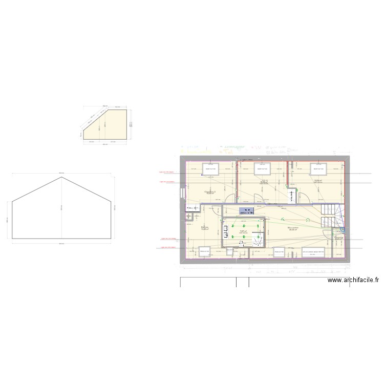 Rénovation Maison - Etat final 3 - Electricité. Plan de 8 pièces et 100 m2