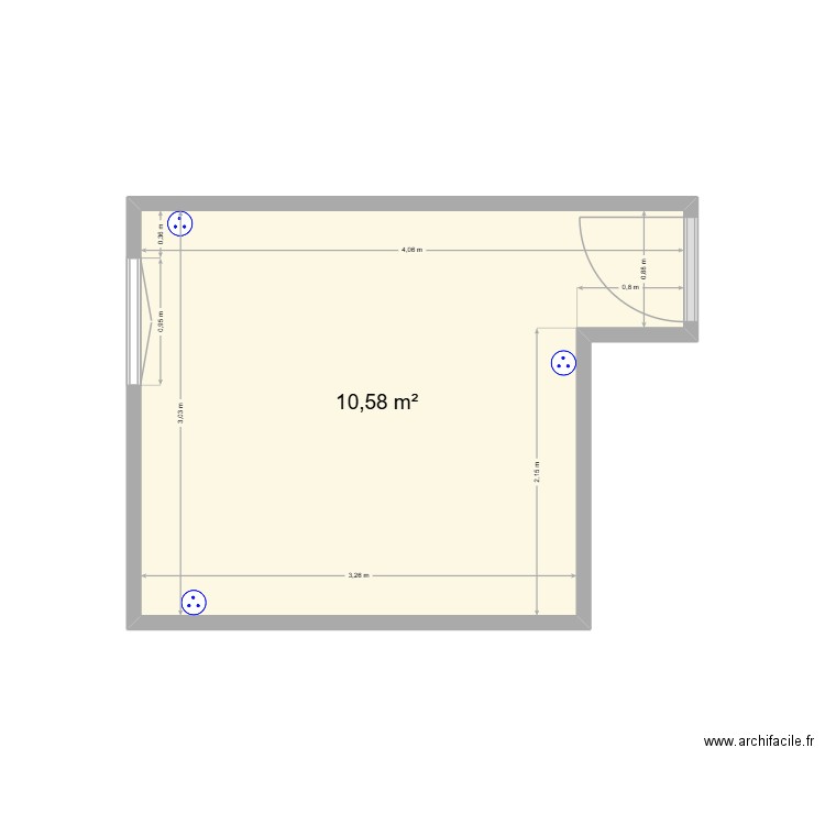 Bureau. Plan de 1 pièce et 11 m2