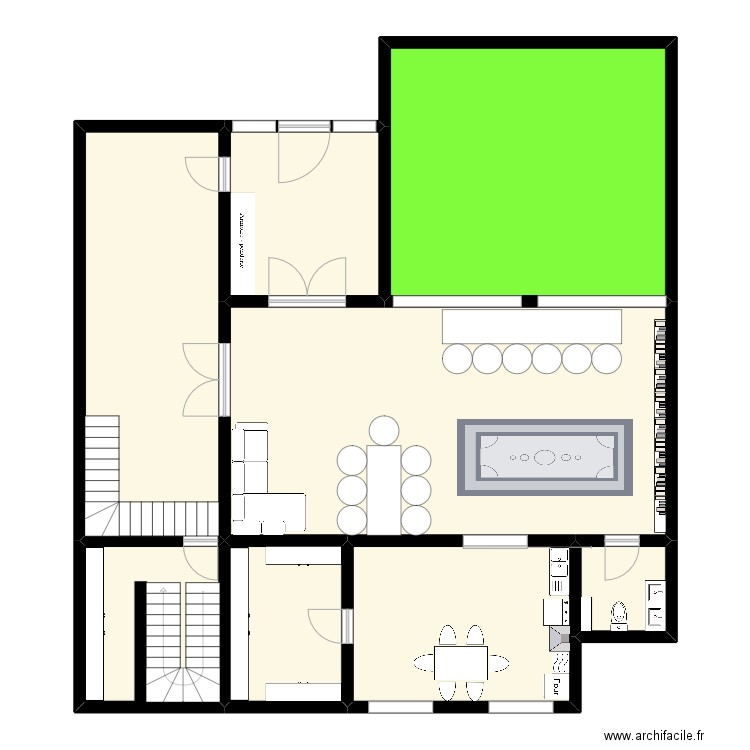 JDR horreur RDC. Plan de 8 pièces et 179 m2